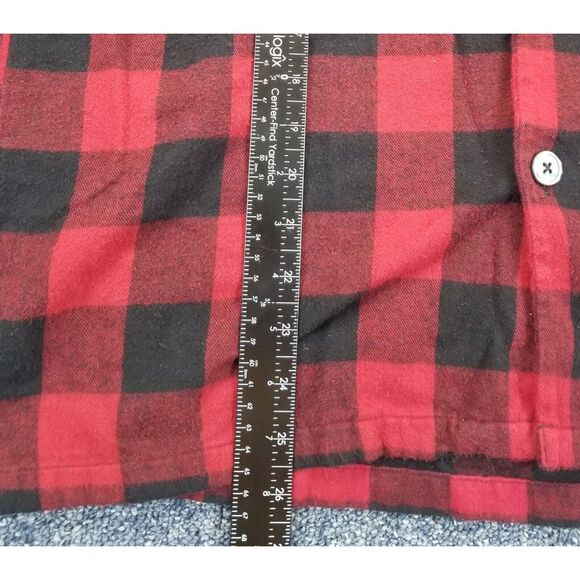 L.L. Bean Button Up Shirt Men's M Red Black Plaid Classic Flannel Dress Casual - Picture 12 of 13